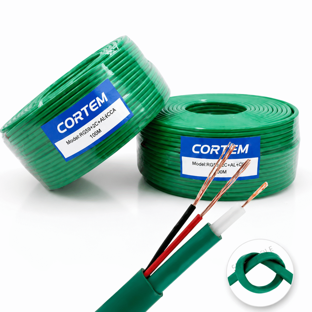 Câble Coaxial KX7 avec alimentation Pour caméra de Surveillance,Cortem
