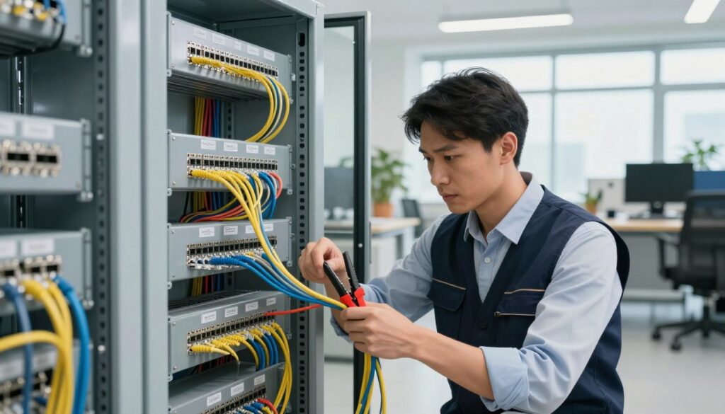 Installation professionnelle de câble réseau