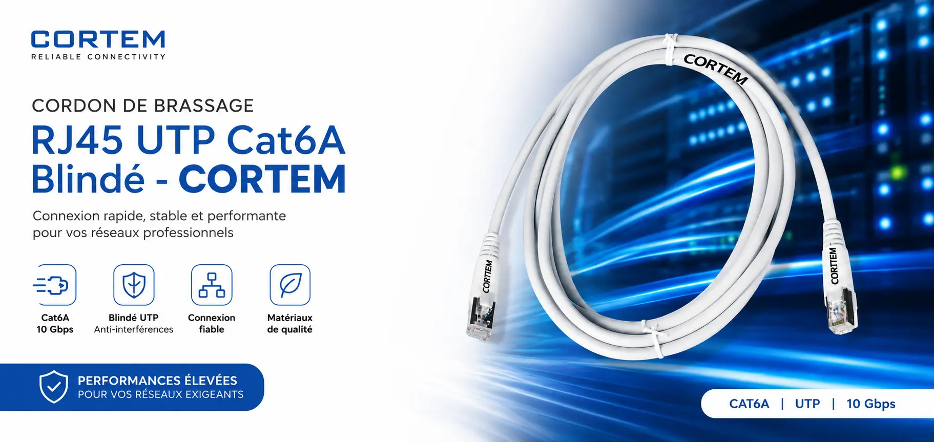 Câble réseau CORTEM CAT6 UTP 305 mètres